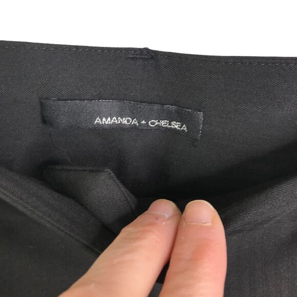 Amanda + Chelsea Pants Womens 0 Black Pinstriped Straight‎ Leg Stretch Mid-Rise - Picture 2 of 8